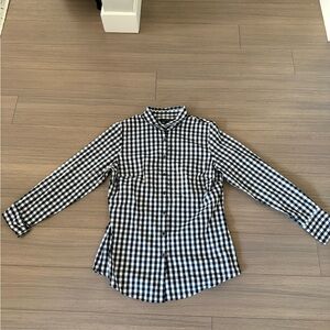 Banana Republic Riley Tailored Fit Black & White Gingham Plaid Button Up